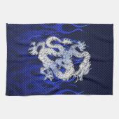 ドラゴンカーボン繊維のスタイルのような青いクロム キッチンタオル (横)