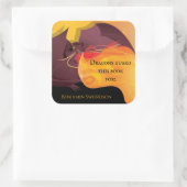 ドラゴンガードこの本ファイアーパープルレッド蔵書票 スクエアシール (バッグ)