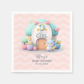 ドラゴンガールベビーシャワー付きの小さな家 スタンダードカクテルナプキン (正面)