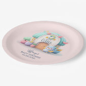 ドラゴンガールベビーシャワー付きの小さな家 ペーパープレート (アングル)