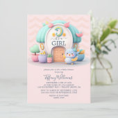 ドラゴンガールベビーシャワー付きの小さな家 招待状 (スタンド正面)