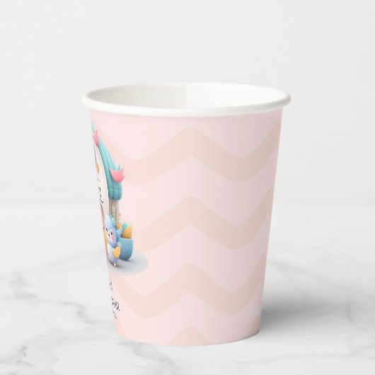 ドラゴンガールベビーシャワー付きの小さな家 紙コップ (左)