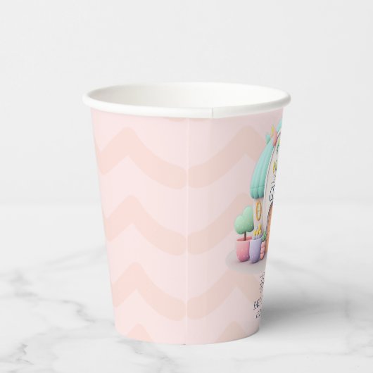 ドラゴンガールベビーシャワー付きの小さな家 紙コップ (右)