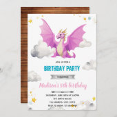 ドラゴンガール誕生日の招待状 招待状 (正面/裏面)