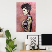 ドラゴンガール – オリジナルアートby通りハートリー ポスター (ホームオフィス)