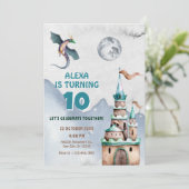 ドラゴンキャッスル水彩誕生日 招待状 (スタンド正面)