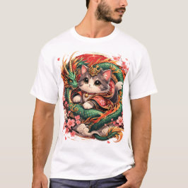 ドラゴンキャット ファンタジー アジア 神話デザイン Tシャツ