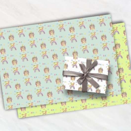 ドラゴンキュート城マジカル中世おもしろい ラッピングペーパーシート