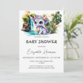 ドラゴンキュート水彩少女ベビーシャワー 招待状 (スタンド正面)