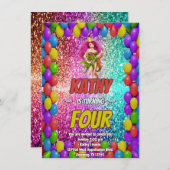 ドラゴンクイーンファンタジーミッドレ王室のベル魔法誕生日 招待状 (正面/裏面)