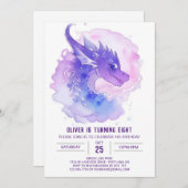 ドラゴンクブズウォーターカラー誕生日 招待状 (正面/裏面)