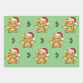 ドラゴンクリスマスウィンターアニマルズホリデードラゴン ラッピングペーパーシート (正面3)