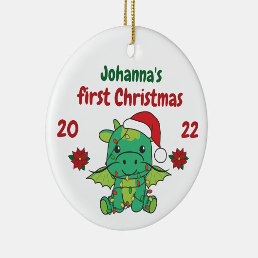 ドラゴンクリスマスウィンターバビーズ初めてのクリスマス セラミックオーナメント (右)