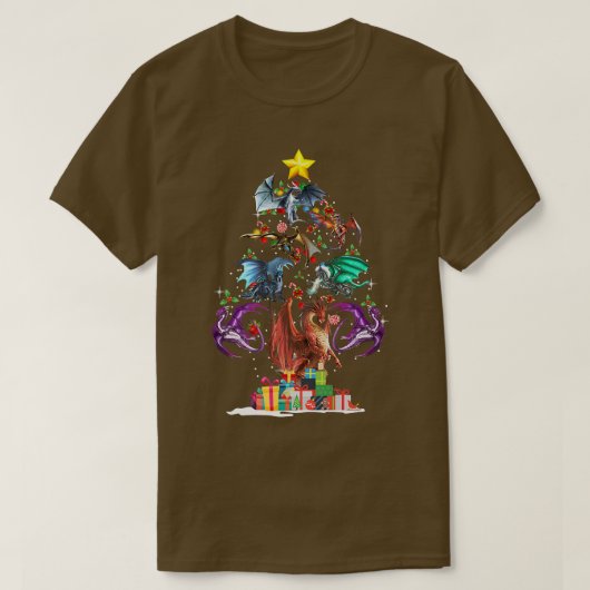 ドラゴンクリスマスツリードラゴンラバークリスマスホリド Tシャツ (デザイン正面)