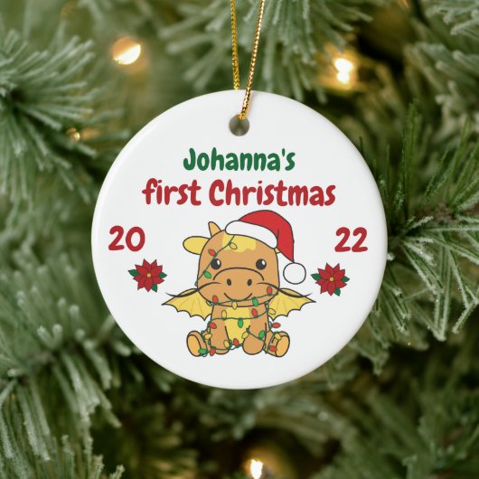ドラゴンクリスマスバビーズ初めてのクリスマス セラミックオーナメント (ツリー)