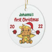 ドラゴンクリスマスバビーズ初めてのクリスマス セラミックオーナメント (左)