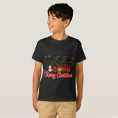 ドラゴンクリスマスパジャマおもしろいクリスマスライト動物 Tシャツ (正面フル)