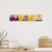 ドラゴンクレストかわいい漫画ドラゴンズワールド ポスター (キッチン)