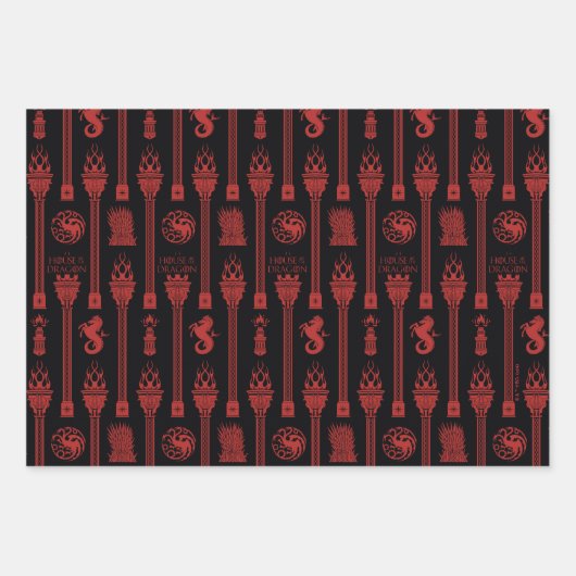 ドラゴンクレストパターンの家 ラッピングペーパーシート (正面)