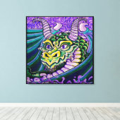 ドラゴンクローズアップ(四角)キャンバス キャンバスプリント (インサイチュ (ウッドフロア))