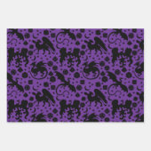 ドラゴンクールとお洒落サイコロをテーマにした紫と赤 ラッピングペーパーシート (正面2)