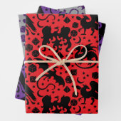 ドラゴンクールとお洒落サイコロをテーマにした紫と赤 ラッピングペーパーシート (インサイチュ)