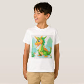 ドラゴングリーンのアートワーク Tシャツ (正面フル)