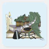 ドラゴングリーンの眠る本 スクエアシール (正面)