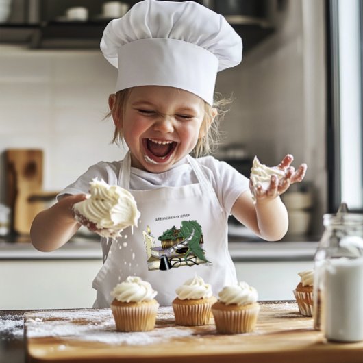 ドラゴングリーンの眠る本 子供用エプロン