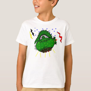 ドラゴングリーン宇宙船おもしろいキッズシャツ Tシャツ