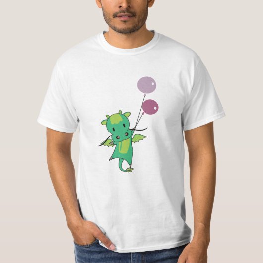 ドラゴングリーン童話かわいい子供へ動物 Tシャツ (正面)