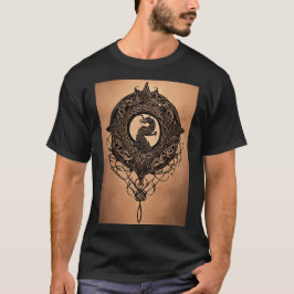 ドラゴンケルト黒グレーの抽象芸術タトゥーシャツ Tシャツ