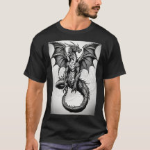 ドラゴンケルト黒グレー抽象芸術タトゥーTシャツ