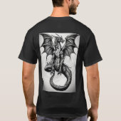 ドラゴンケルト黒グレー抽象芸術タトゥーTシャツ Tシャツ (裏面)
