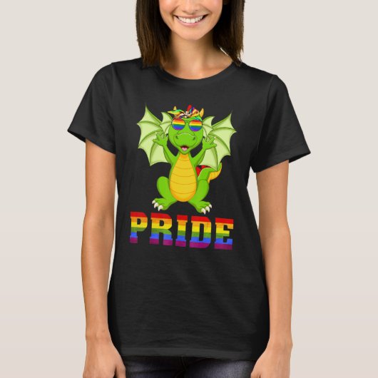 ドラゴンゲイプライドLGBTレインボーフラッグLGBT Tシャツ (正面)