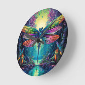ドラゴンサイケデリックフライ#1 ラウンド壁時計 (傾斜)