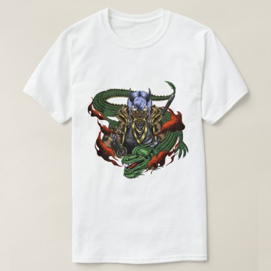 ドラゴンサムライと鬼面 Tシャツ (デザイン正面)