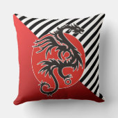 ドラゴンサンパワー – 黒い赤い白+あなたのアイディア クッション (裏面)