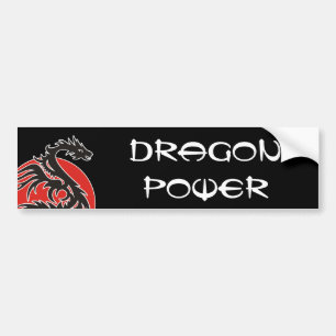 ドラゴンサンパワー – 黒い赤い白+あなたのアイディア バンパーステッカー