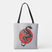 ドラゴンサン – 黒い赤い白+あなたのアイディア トートバッグ (裏面)