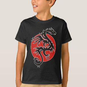 ドラゴンサン – 黒い赤い白+あなたのアイディア Tシャツ