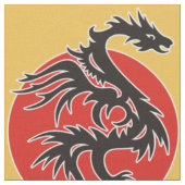 ドラゴンサン - 黒赤白 + あなたのデザイン ファブリック (クローズアップ)