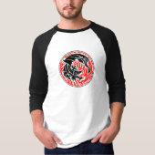 ドラゴンサークル - 赤い炎のブラック Tシャツ (正面)