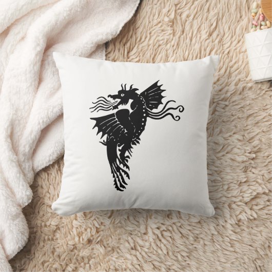 ドラゴンシルエットスピリットアニマルトーテムエンブレム クッション (ブランケット)