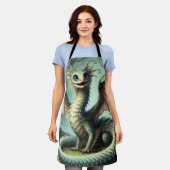 ドラゴンジャバーウォッキーかわいいファンタジークリーチャー芸術 エプロン (着用した状態)
