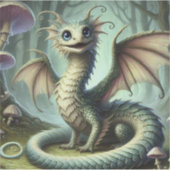 ドラゴンジャバーウォッキーかわいいファンタジークリーチャー芸術 シール (正面)