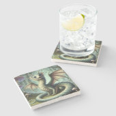 ドラゴンジャバーウォッキーかわいいファンタジークリーチャー芸術 ストーンコースター (横)