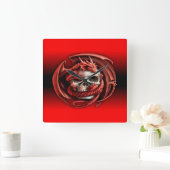 ドラゴンスカル スクエア壁時計 (ホーム)