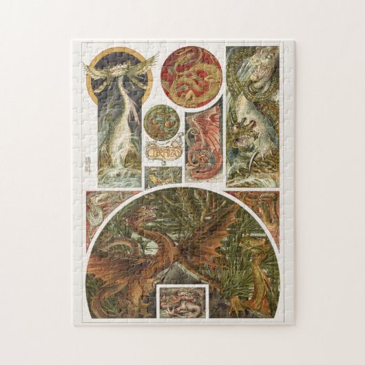 ドラゴンスケッチ、アールヌーボーバイアントンシーダージグソー ジグソーパズル (縦)