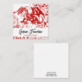 ドラゴンスタイリッシュフローラ赤と白タトゥーアーティスト スクエア名刺 (正面/裏面)